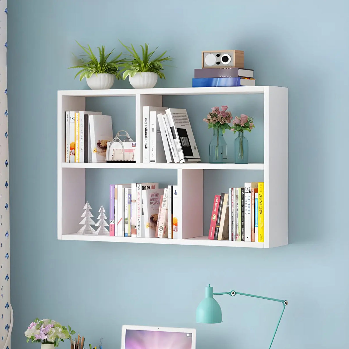 Wall-Mounted Bookshelf | Floating Poplar Wood | Widths 60–120 cm
