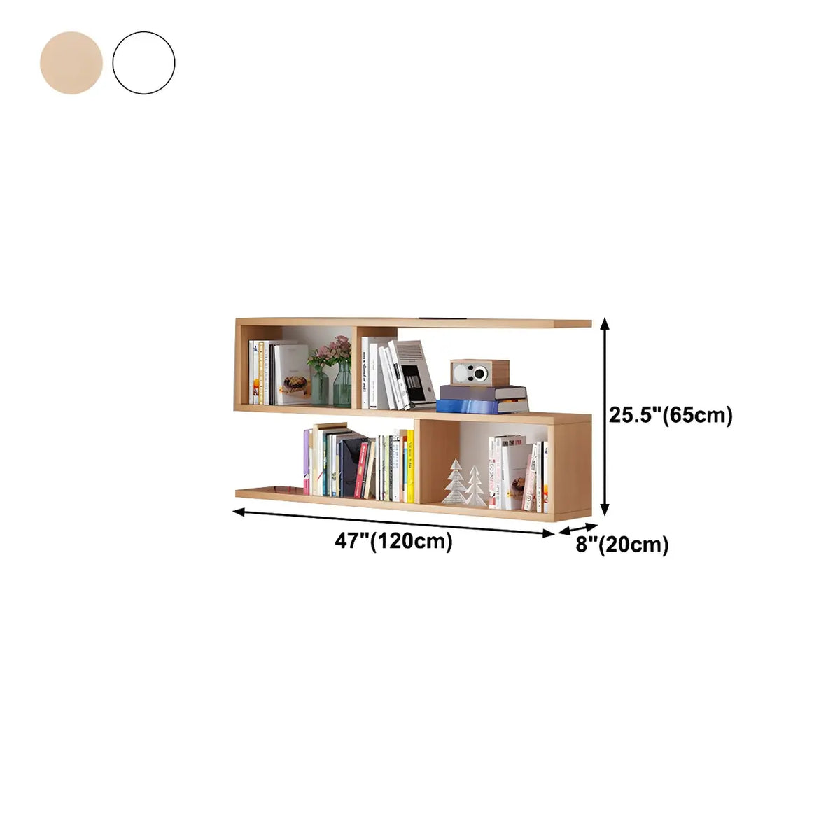 Wall-Mounted Bookshelf | Floating Poplar Wood | Widths 60–120 cm