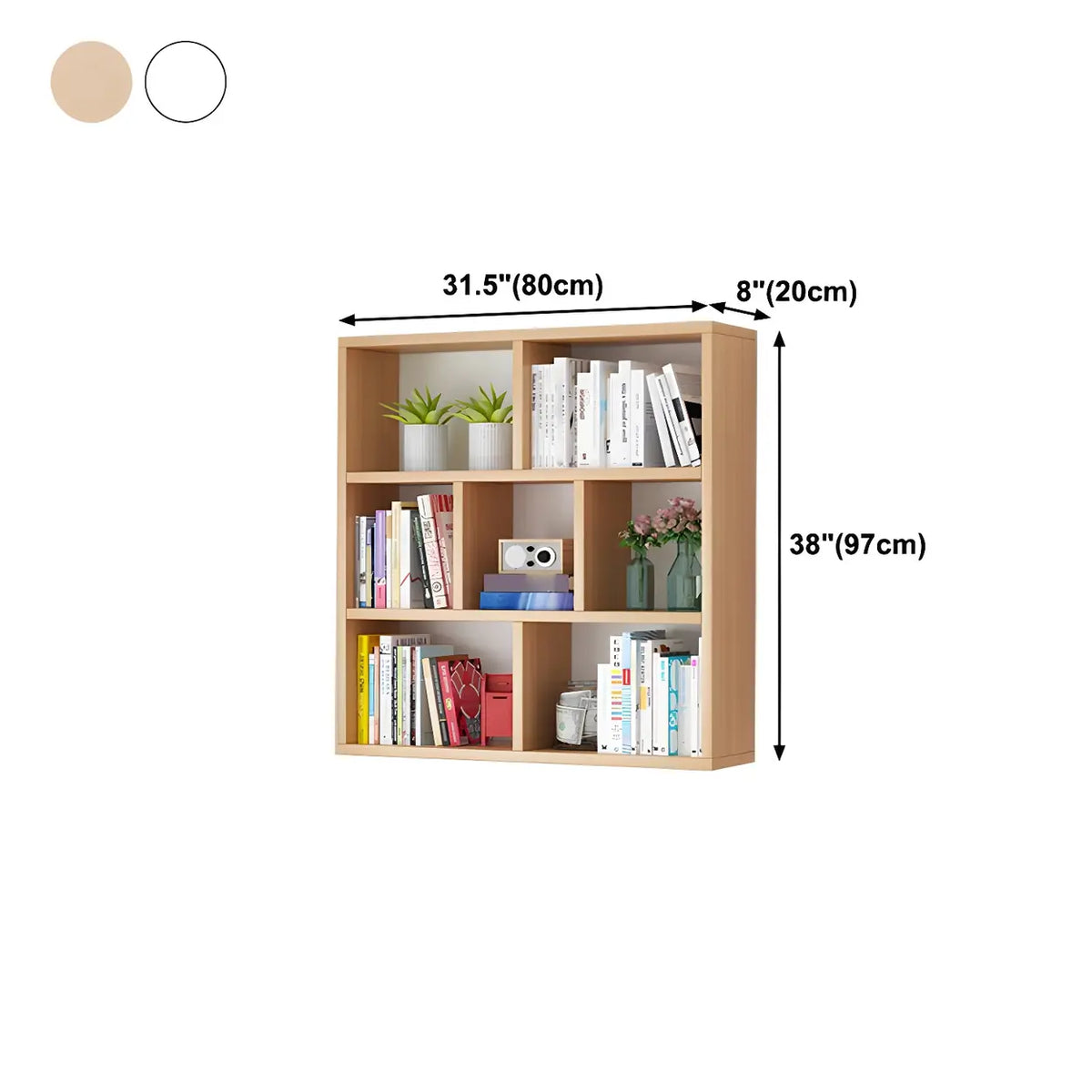 Wall-Mounted Bookshelf | Floating Poplar Wood | Widths 60–120 cm