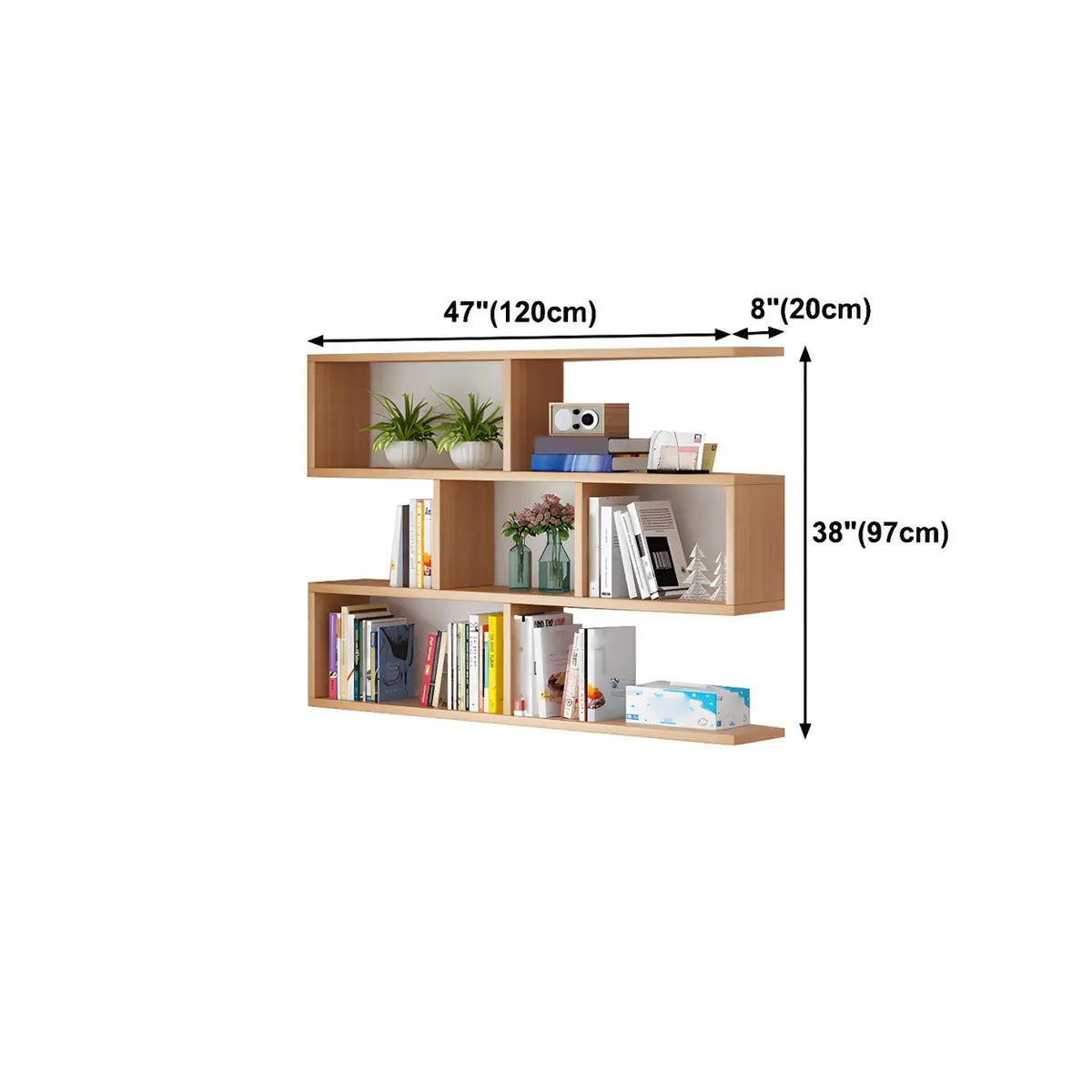 Wall-Mounted Bookshelf | Floating Poplar Wood | Widths 60–120 cm