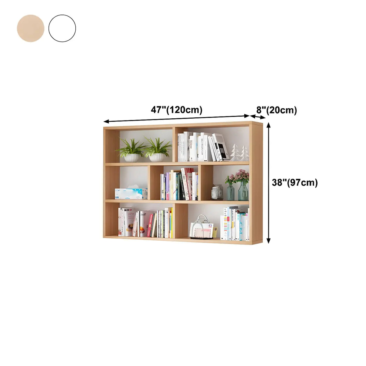 Wall-Mounted Bookshelf | Floating Poplar Wood | Widths 60–120 cm