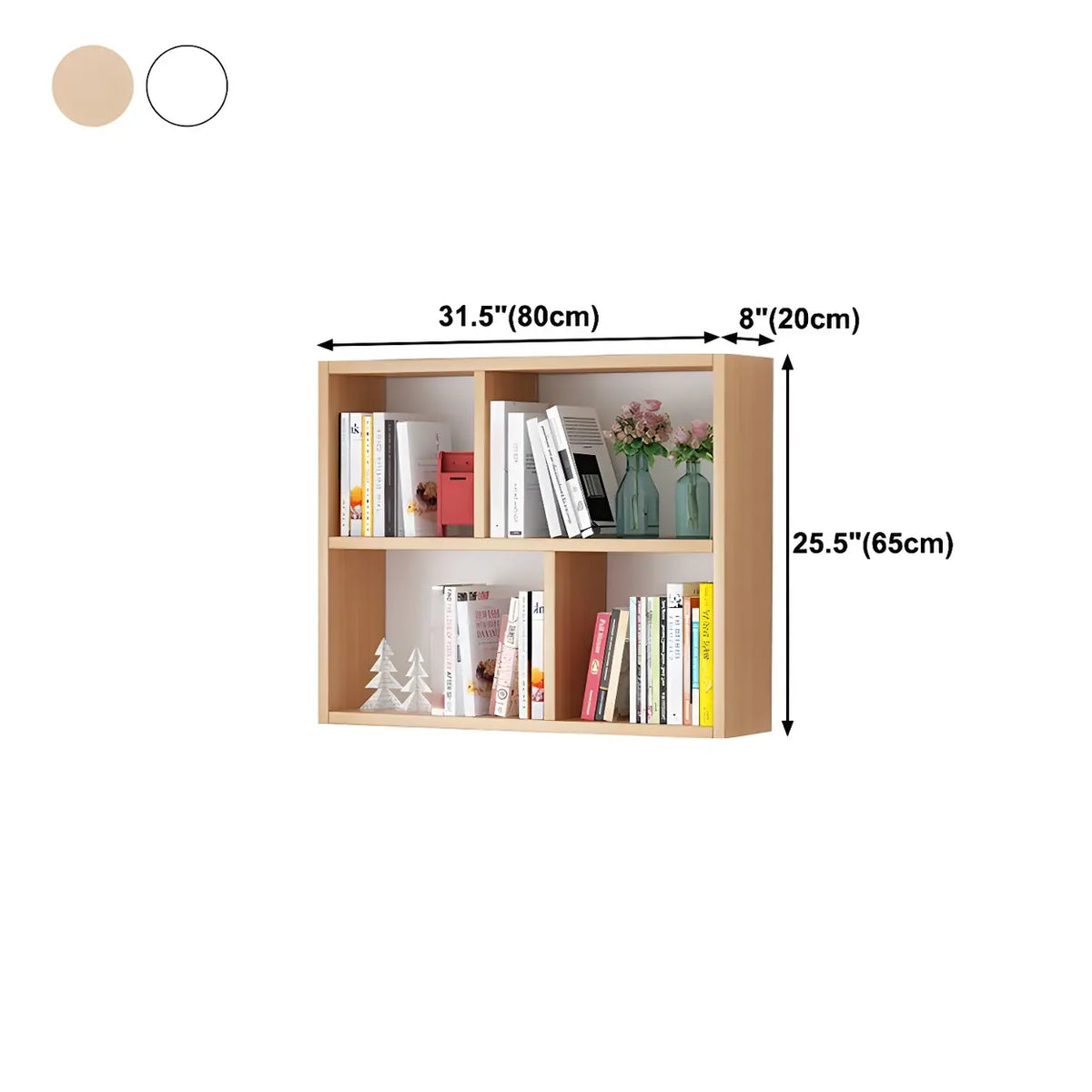 Wall-Mounted Bookshelf | Floating Poplar Wood | Widths 60–120 cm