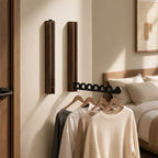 Wall-Mounted Clothes Hanger | Folding Walnut Design | 6 Windproof Slots