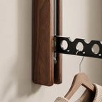 Wall-Mounted Clothes Hanger | Folding Walnut Design | 6 Windproof Slots