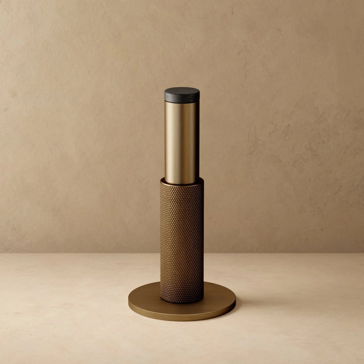 Wall-Mounted Door Stop | Knurled Solid Brass & Rubber Bumper