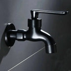 Wall-Mounted Faucet | Matte Black Solid Brass | Space-Saving