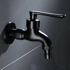 Wall-Mounted Faucet | Matte Black Solid Brass | Space-Saving