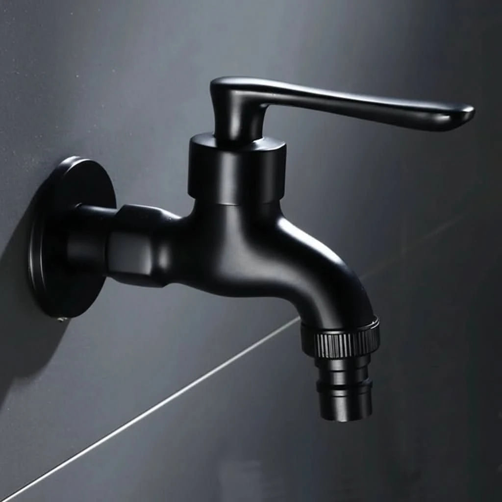 Wall-Mounted Faucet | Matte Black Solid Brass | Space-Saving