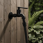Wall-Mounted Faucet | Matte Black Solid Brass | Space-Saving