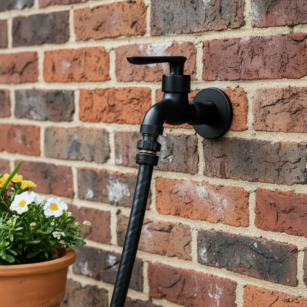 Wall-Mounted Faucet | Matte Black Solid Brass | Space-Saving