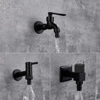 Wall-Mounted Faucet | Matte Black Solid Brass | Space-Saving