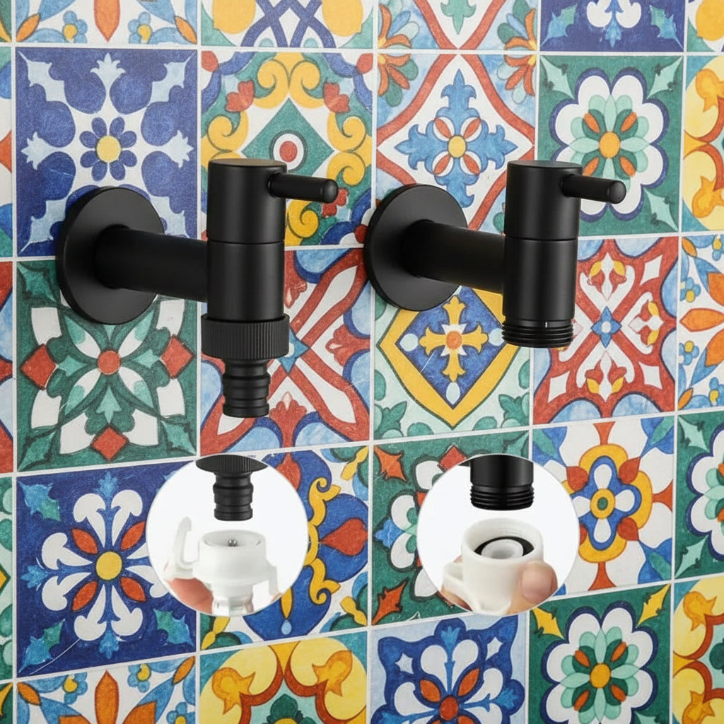 Wall-Mounted Faucet | Matte Black Solid Brass | Space-Saving