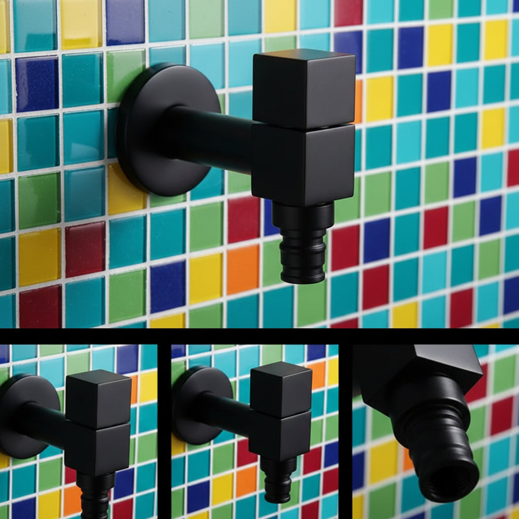 Wall-Mounted Faucet | Matte Black Solid Brass | Space-Saving