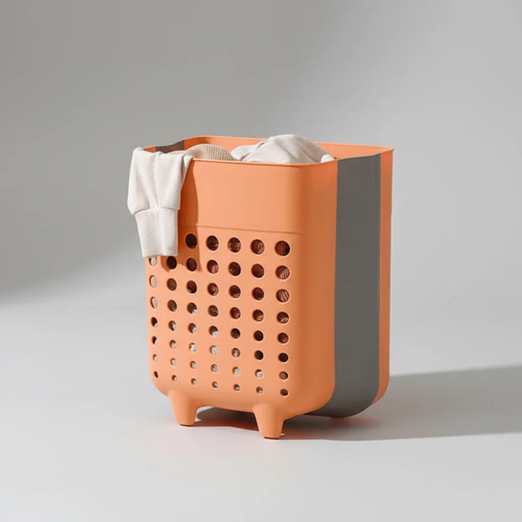 Wall-Mounted Laundry Basket | Foldable, Ventilated & Reinforced Handles