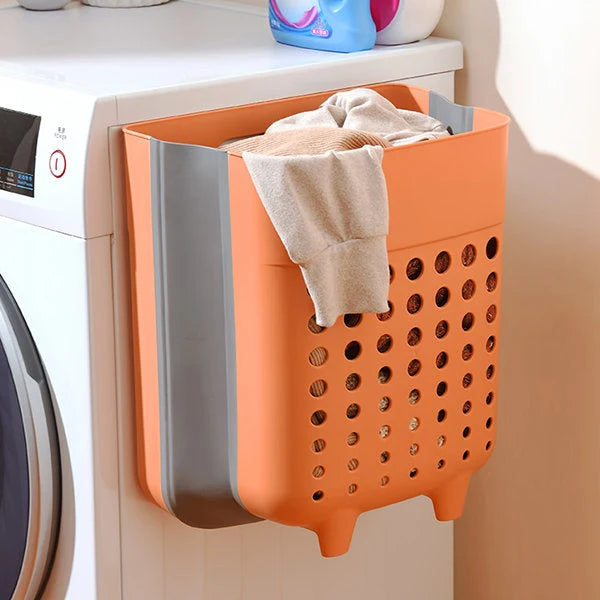 Wall-Mounted Laundry Basket | Foldable, Ventilated & Reinforced Handles