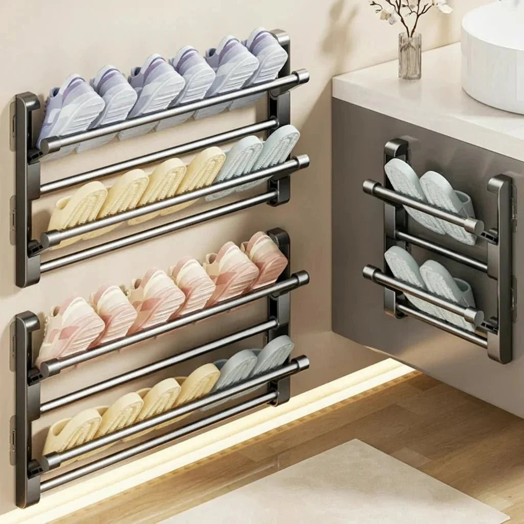 Shoe Rack | Wall-Mounted & Integrated Drainage | Space-Saving