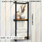 Wall-Mounted Towel Rack | 2-Tier Stainless Steel Frame & Wood-Look Shelves