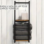 Wall-Mounted Towel Rack | 2-Tier Stainless Steel Frame & Wood-Look Shelves
