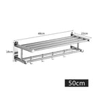 Wall-Mounted Towel Rack | Brushed Stainless Steel | Shelf & Integrated Hooks