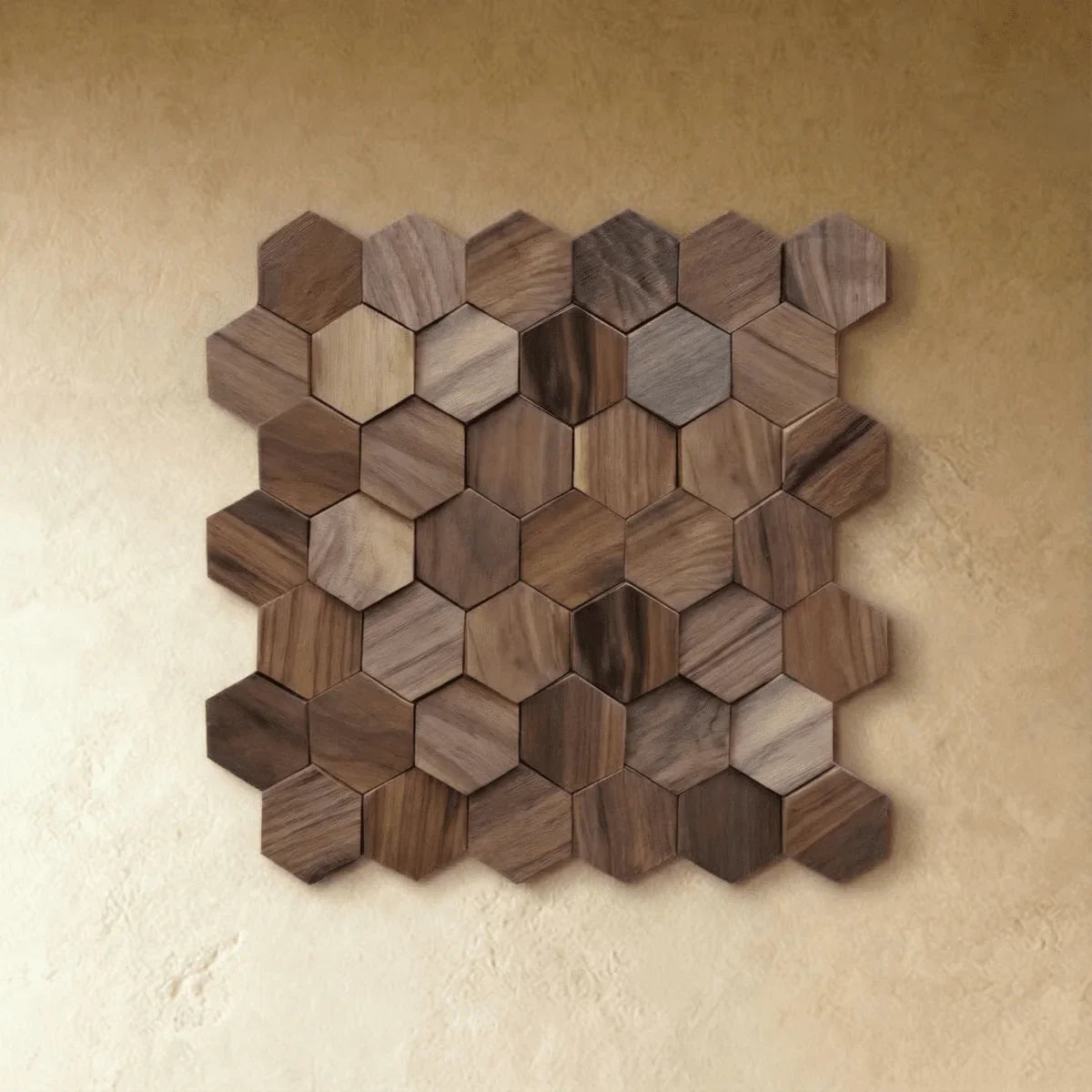 Wall Panel | Hexagonal Solid Wood Mosaic | 30 x 30 cm