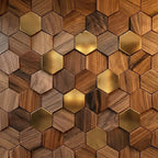 Wall Panel | Hexagonal Solid Wood Mosaic | 30 x 30 cm