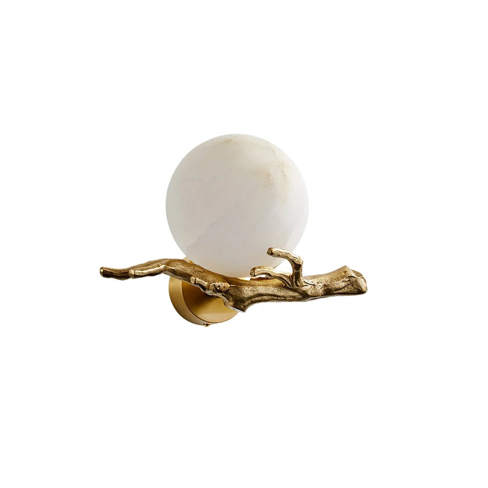 Wall Sconce | Alabaster Shade & Brass Body | 30 cm Diameter