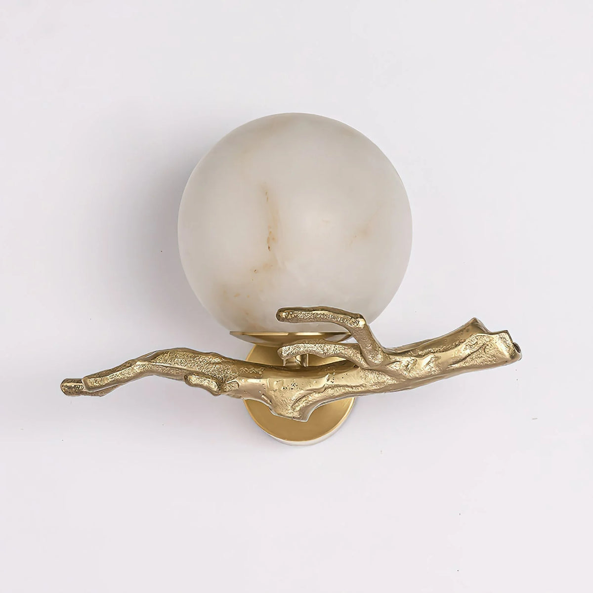 Wall Sconce | Alabaster Shade & Brass Body | 30 cm Diameter