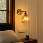 Wall Sconce | Amber Glass Flower Shade & E27 Compatible