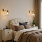 Wall Sconce | Amber Glass Flower Shade & E27 Compatible