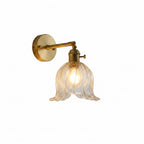 Wall Sconce | Amber Glass Flower Shade & E27 Compatible