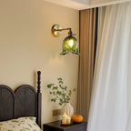 Wall Sconce | Amber Glass Flower Shade & E27 Compatible