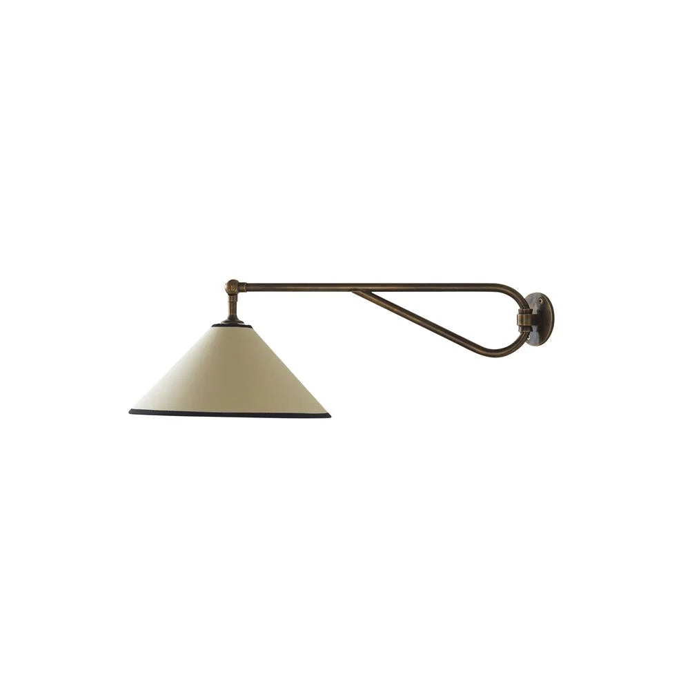 Wall Sconce | Antique Brass Body & Adjustable Fabric Shade | 38 x 85 cm