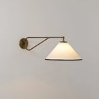 Wall Sconce | Antique Brass Body & Adjustable Fabric Shade | 38 x 85 cm