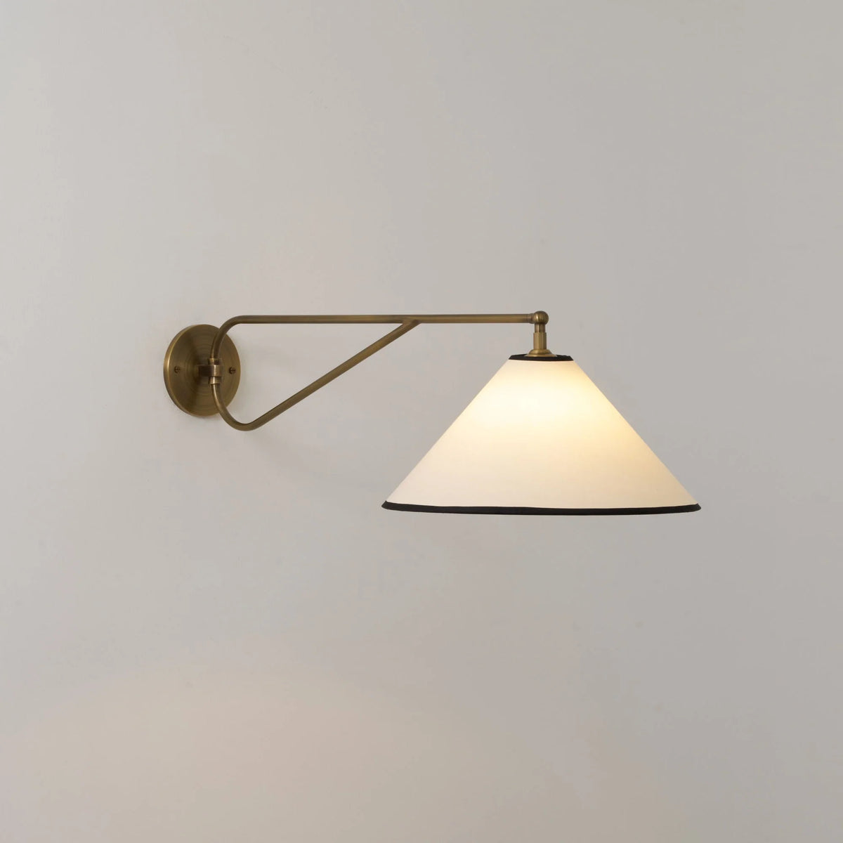 Wall Sconce | Antique Brass Body & Adjustable Fabric Shade | 38 x 85 cm