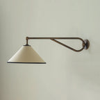 Wall Sconce | Antique Brass Body & Adjustable Fabric Shade | 38 x 85 cm