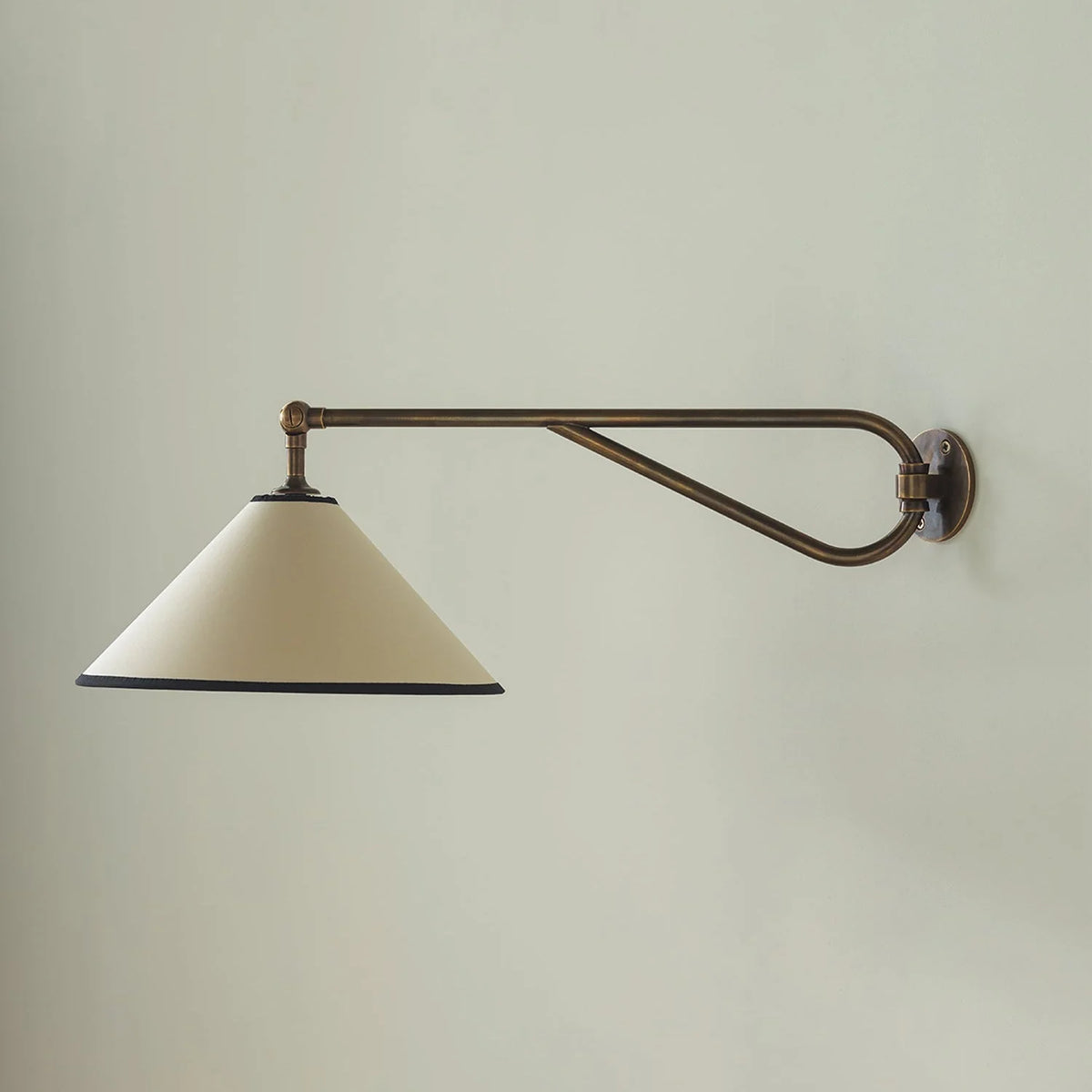 Wall Sconce | Antique Brass Body & Adjustable Fabric Shade | 38 x 85 cm