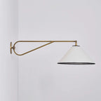 Wall Sconce | Antique Brass Body & Adjustable Fabric Shade | 38 x 85 cm