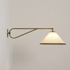 Wall Sconce | Antique Brass Body & Adjustable Fabric Shade | 38 x 85 cm