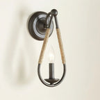 Wall Sconce | Black Iron & Hemp Rope | 33 cm
