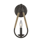 Wall Sconce | Black Iron & Hemp Rope | 33 cm
