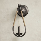 Wall Sconce | Black Iron & Hemp Rope | 33 cm