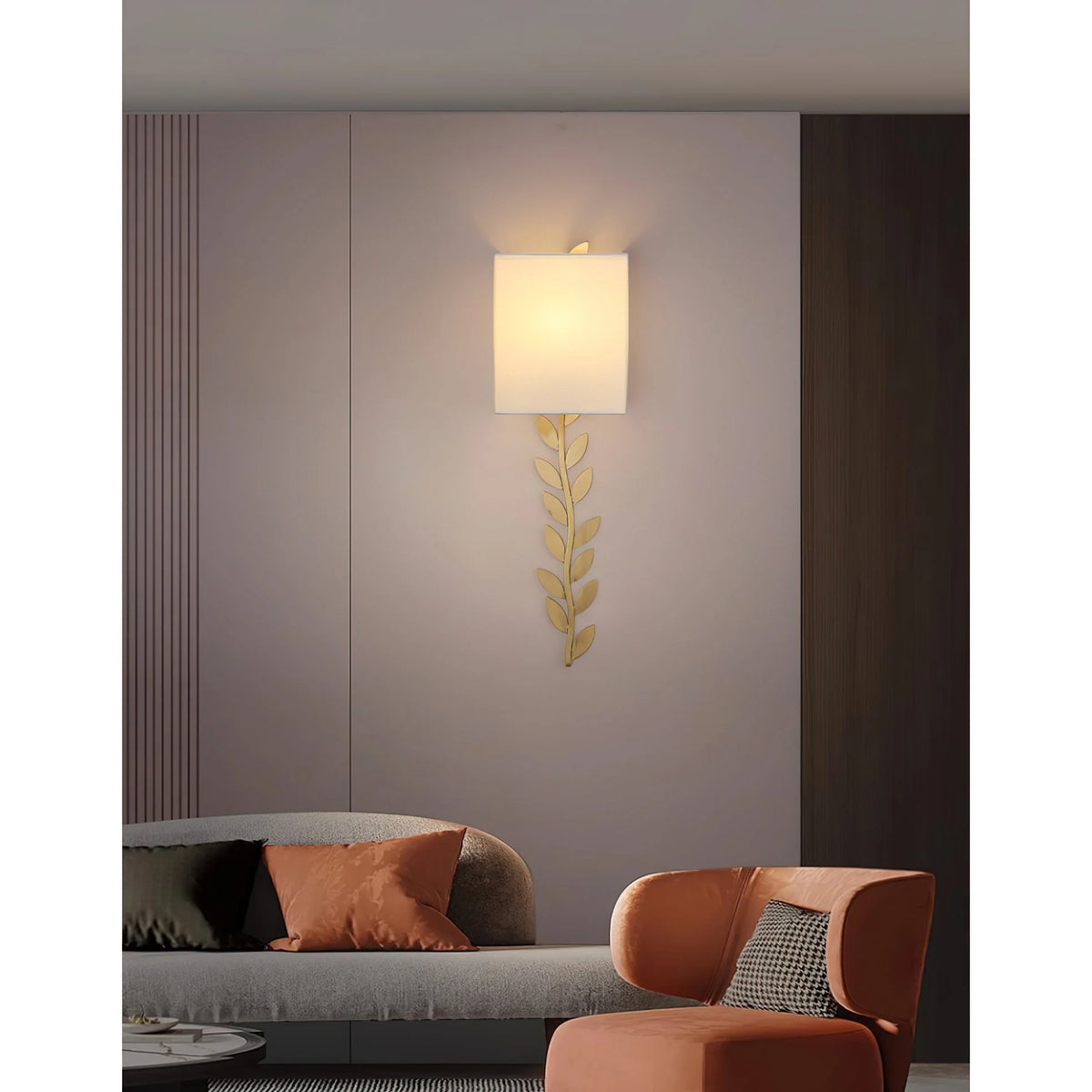Wall Sconce | Brass Body & Fabric Shade | Ø18 x H61 cm