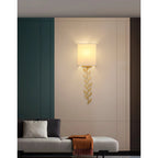 Wall Sconce | Brass Body & Fabric Shade | Ø18 x H61 cm