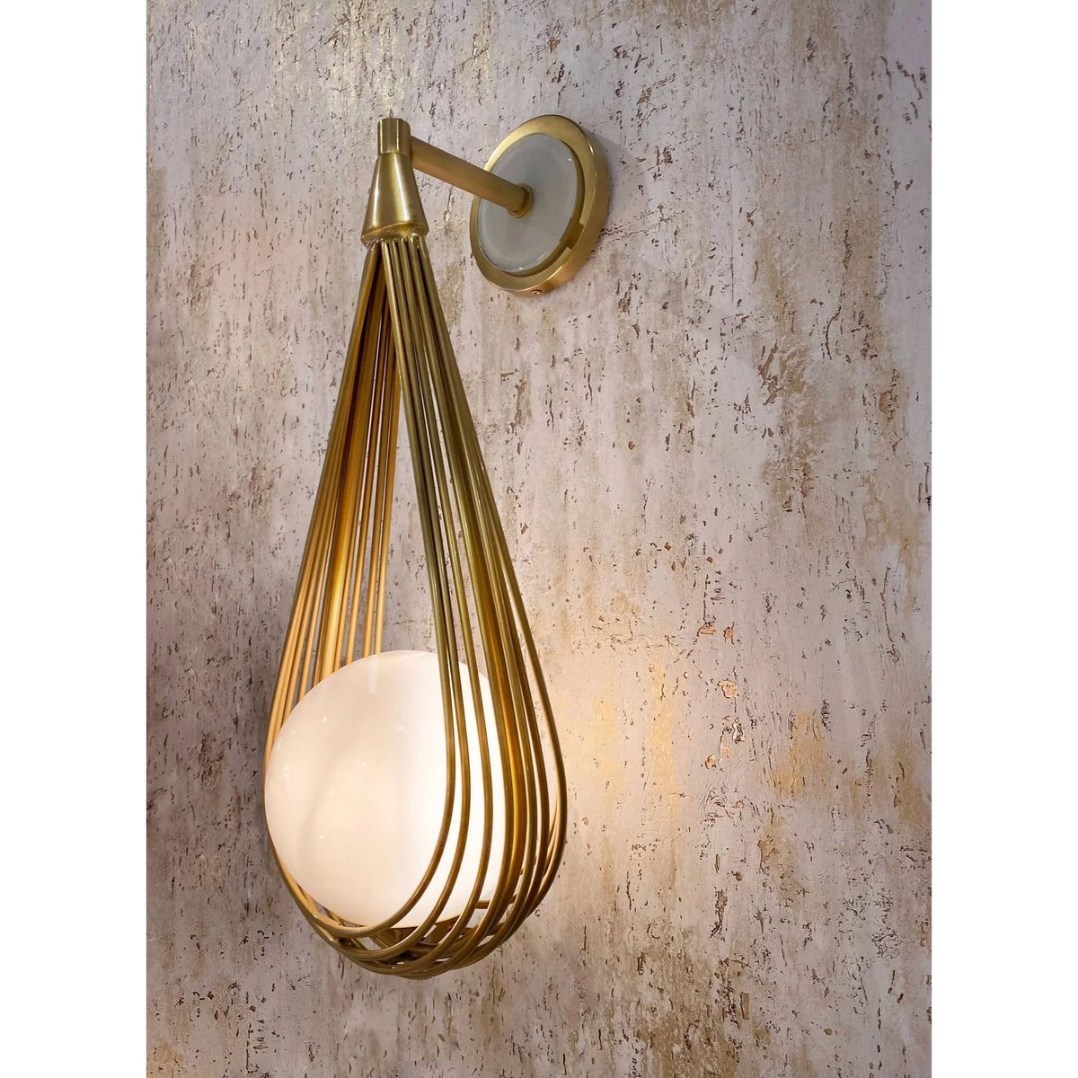 Wall Sconce | Brass Body & Glass Shade | 53.5 cm Height