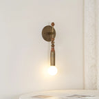 Wall Sconce | Brass Body & Marble Accents | E26/E27 Bulb Holder