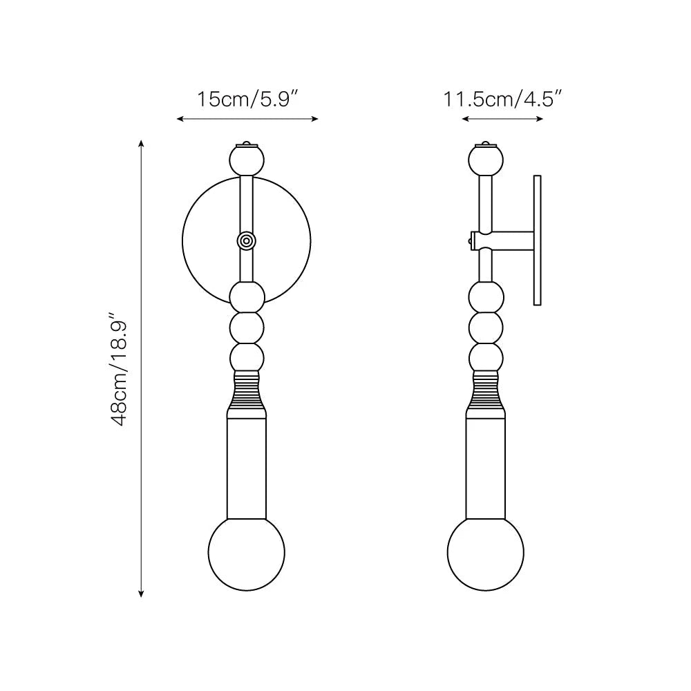 Wall Sconce | Brass Body & Marble Accents | E26/E27 Bulb Holder