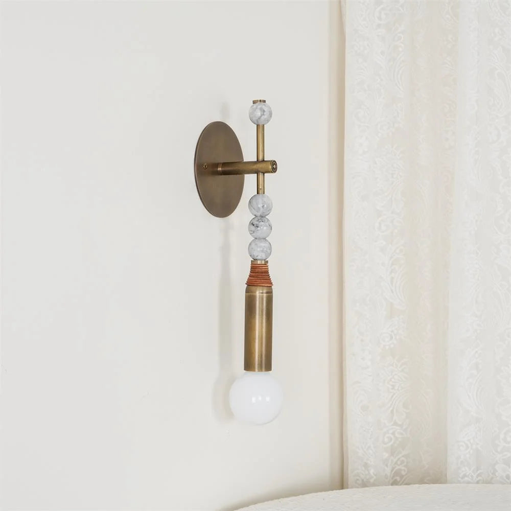 Wall Sconce | Brass Body & Marble Accents | E26/E27 Bulb Holder