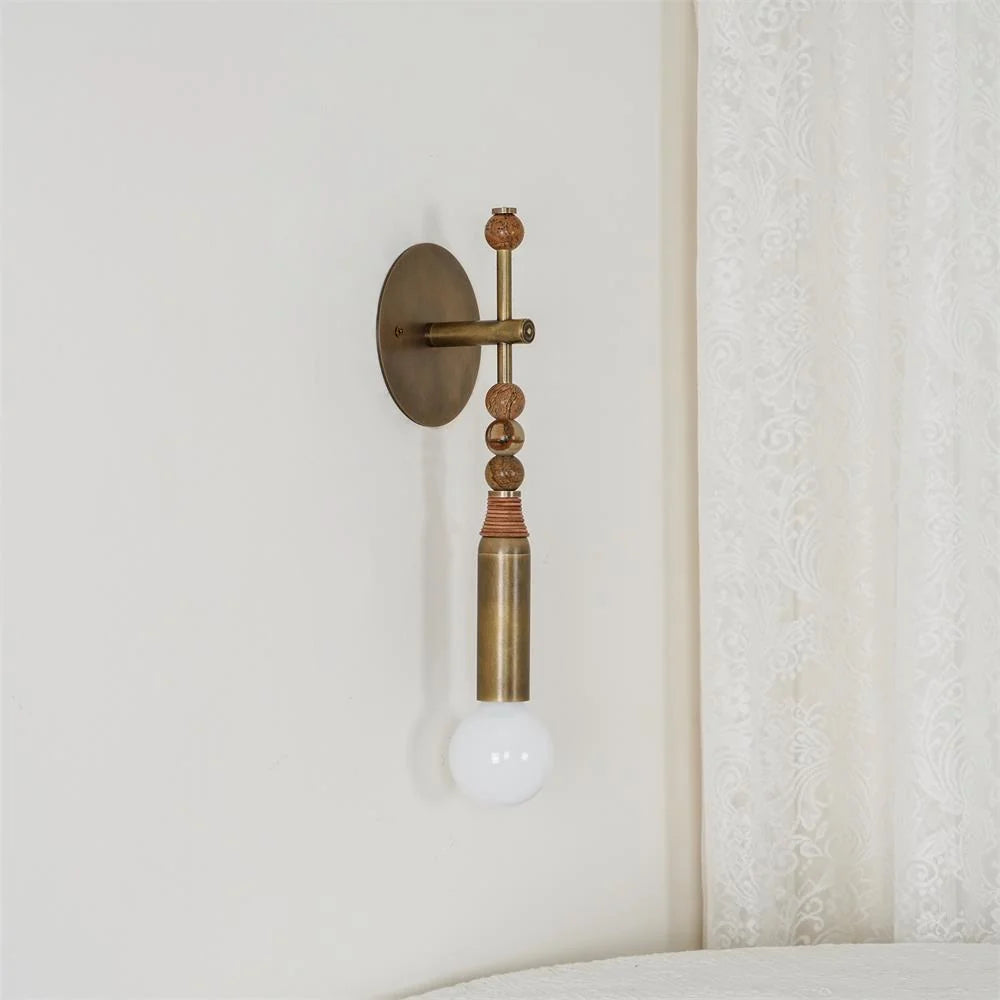Wall Sconce | Brass Body & Marble Accents | E26/E27 Bulb Holder