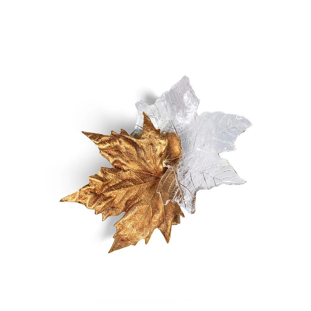 Wall Sconce | Brass & Glass Falling Leaf Design | 31 cm