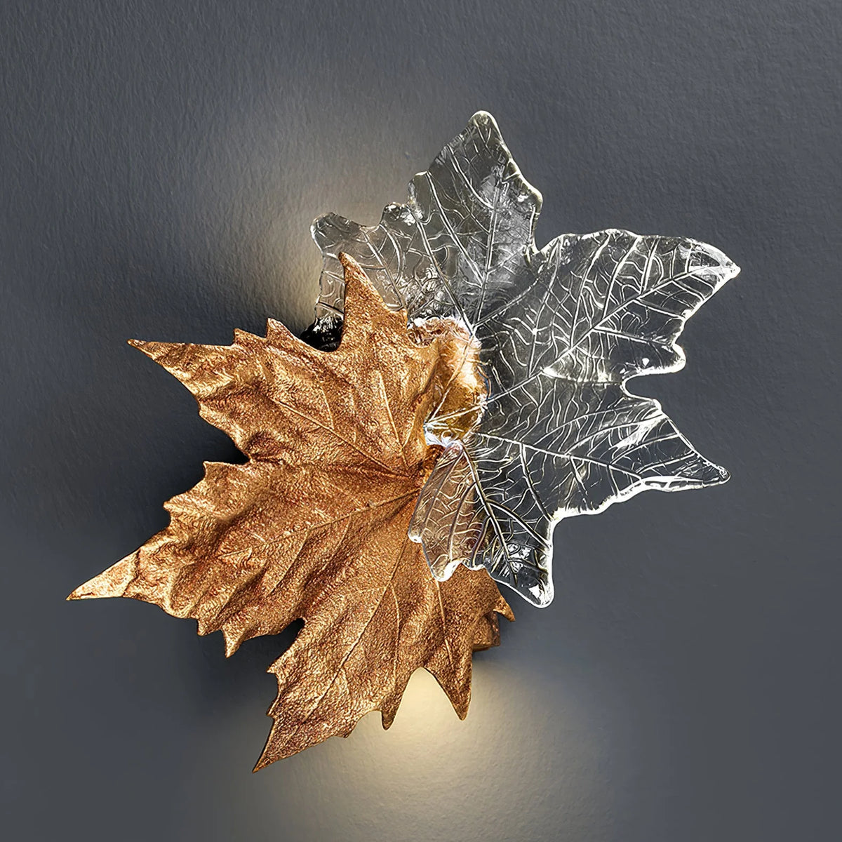 Wall Sconce | Brass & Glass Falling Leaf Design | 31 cm